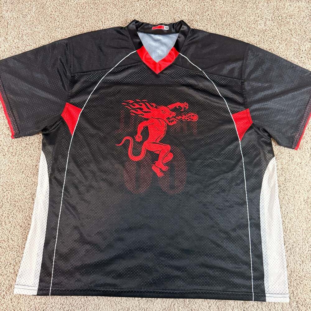 Fireball Cinnamon Whisky Dragon Jersey Mens 2XL Black Red Promo Soccer Shirt